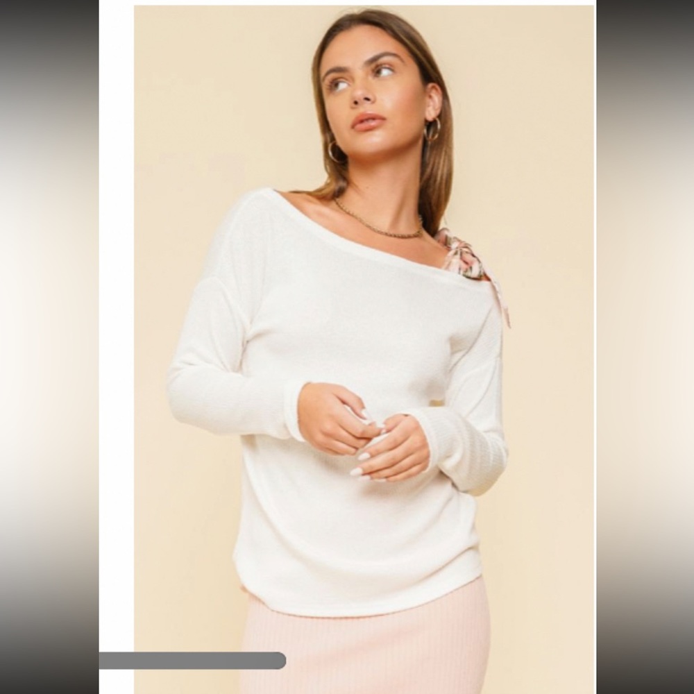 White One Shoulder Bow Top